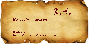 Kopkó Anett névjegykártya
