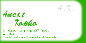 anett kopko business card